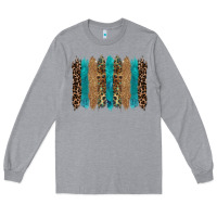 Heather Grey glitter turqoise leopard tooled leather background Long Sleeve Tee - RanaPortraitStore