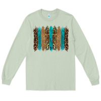 Matcha glitter turqoise leopard tooled leather background Long Sleeve Tee - RanaPortraitStore