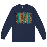 Navy glitter turqoise leopard tooled leather background Long Sleeve Tee - RanaPortraitStore