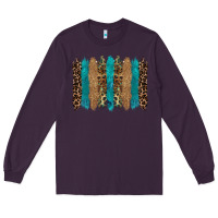 Plum glitter turqoise leopard tooled leather background Long Sleeve Tee - RanaPortraitStore