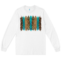 White glitter turqoise leopard tooled leather background Long Sleeve Tee - RanaPortraitStore