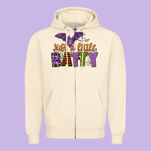 Just A Little Batty Zipper Hoodie Designed By Cowgirlartshop