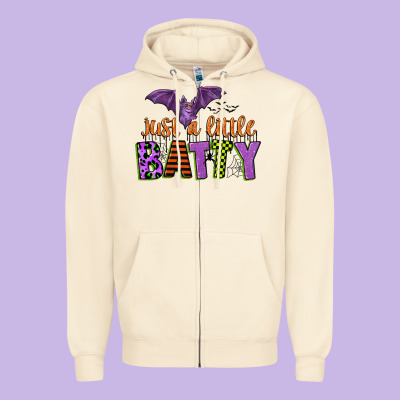 Just A Little Batty Zipper Hoodie Designed By Cowgirlartshop