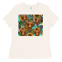 Bone long haired shaggy cow western Ladies Tee - Jasminsmagicworld