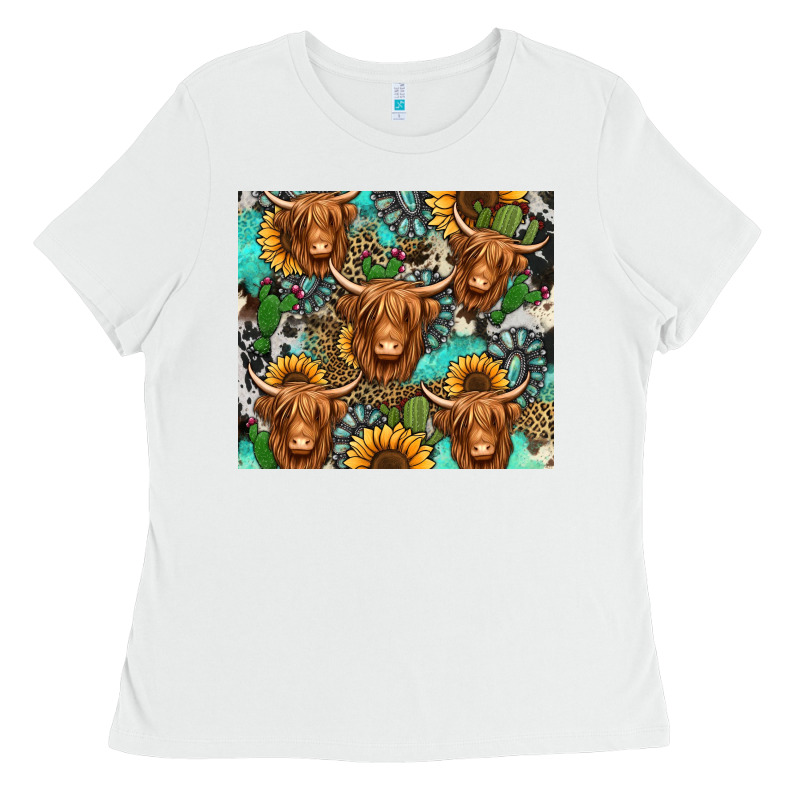 Long Haired Shaggy Cow Western Ladies Tee by Jasminsmagicworld | Teevron