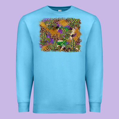 Mardi Gras Plaid Purple Glitter Background Premium Sweatshirt Designed By Fadigitalartstudio