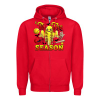 Red tis the season softball halloween Zipper Hoodie - CowGirlArtShop