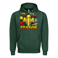 Sports Green tis the season softball halloween Zipper Hoodie - CowGirlArtShop