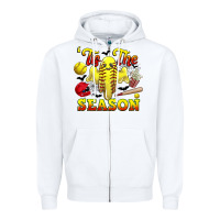 White tis the season softball halloween Zipper Hoodie - CowGirlArtShop
