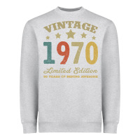 Heather Grey Vintage 1970 Limited Edition 50 Years Of Being Awesome Heavyweight Sweatshirt - Bettercallsaul