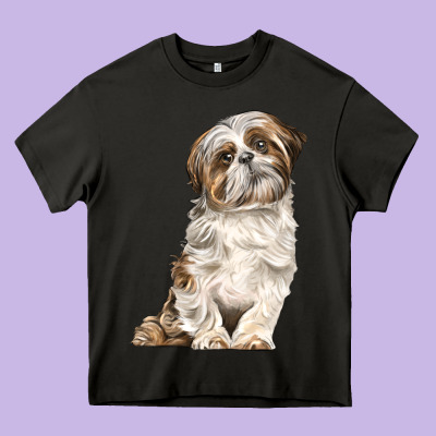 Shih Tzu Dog Heavy Core Tee Designed By Lillyallendesigns