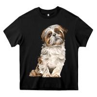 Black Shih Tzu Dog Heavy Core Tee - LillyAllenDesigns