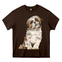 Chocolate Brown Shih Tzu Dog Heavy Core Tee - LillyAllenDesigns