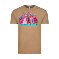 Vintage Coffee hello winter pink snowman Vintage Tee - MaliasSmallBusiness