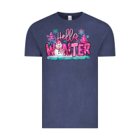 Vintage Denim hello winter pink snowman Vintage Tee - MaliasSmallBusiness