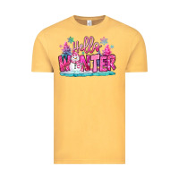 Vintage Mustard hello winter pink snowman Vintage Tee - MaliasSmallBusiness