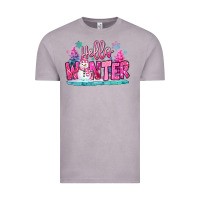 Hello Winter Pink Snowman Vintage Tee | Teevron