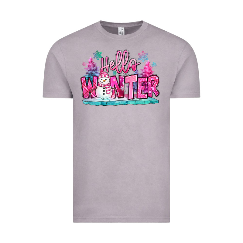 Hello Winter Pink Snowman Vintage Tee by MaliasSmallBusiness | Teevron