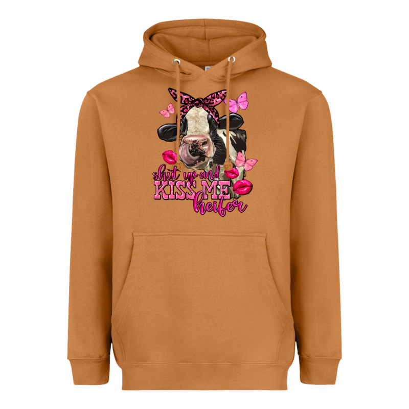Valentine's Day Shut Up And Kiss Me Holstein Cow Heavyweight Hoodie by FaDigitalArtStudio | Teevron