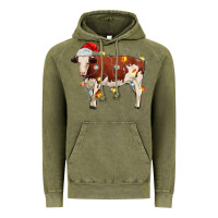 Vintage Olive Christmas cow Vintage Hoodie - MaliasSmallBusiness