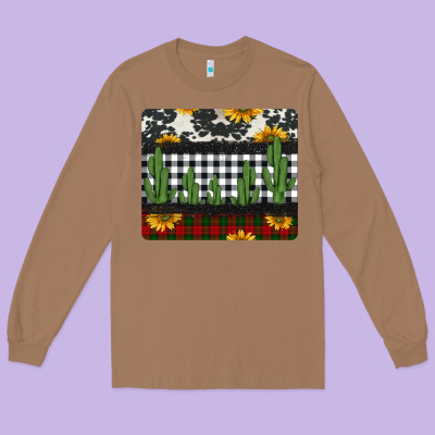 Cowhide Cacti Sunflowers Christmas Mousepad Long Sleeve Tee Designed By Jasminsmagicworld