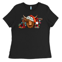 Black joy christmas shaggy cow Ladies Tee - Jasminsmagicworld