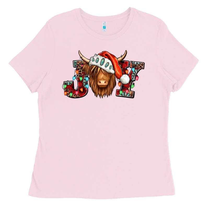 Joy Christmas Shaggy Cow Ladies Tee by Jasminsmagicworld | Teevron