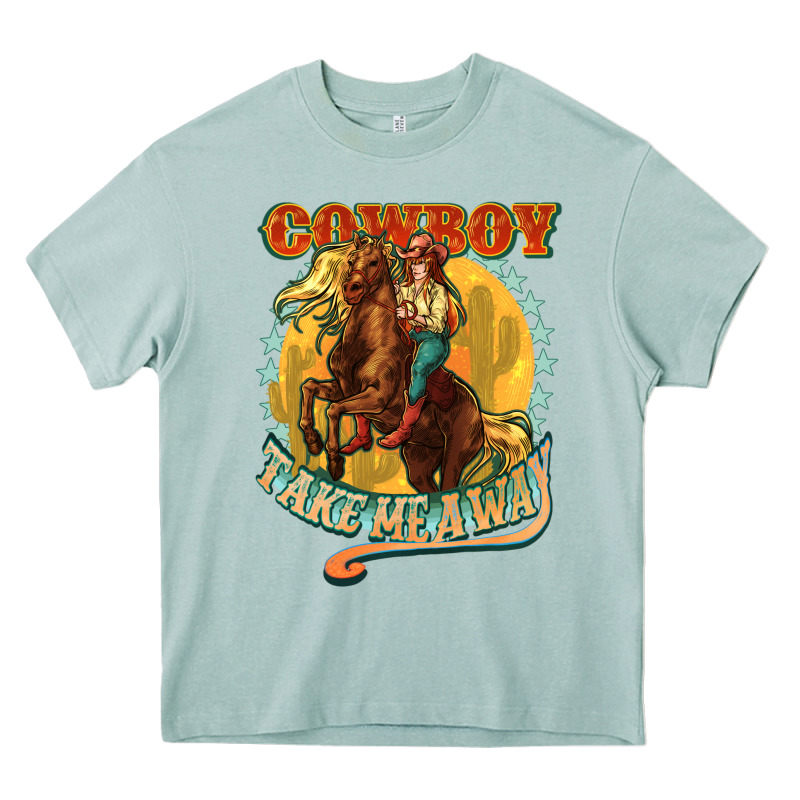 Cowboy Take Me Away Heavy Core Tee by NancyCooperArtShop | Teevron