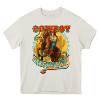 Cream cowboy take me away Heavy Core Tee - NancyCooperArtShop