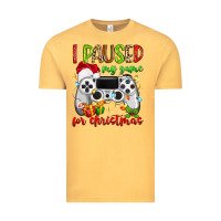 Vintage Mustard i paused my game for christmas Vintage Tee - MaliasSmallBusiness