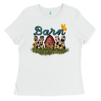 White barn mom sunflower Ladies Tee - NancyCooperArtShop