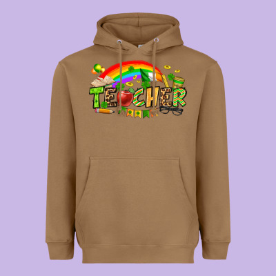 St. Patrick's Day Teacher Heavyweight Hoodie Designed By Oliviacreatesart