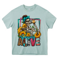 Staying Alive Coffee Drinking Skeleton Heavy Core Tee | Teevron
