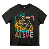 Asphalt staying alive coffee drinking skeleton Heavy Core Tee - Jasminsmagicworld