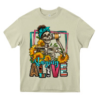 Mossy staying alive coffee drinking skeleton Heavy Core Tee - Jasminsmagicworld