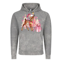 Cloud Rock reindeer pink christmas Vintage Hoodie - MaliasSmallBusiness
