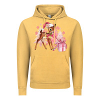 Vintage Mustard reindeer pink christmas Vintage Hoodie - MaliasSmallBusiness