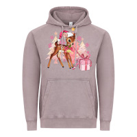 Vintage Zinc reindeer pink christmas Vintage Hoodie - MaliasSmallBusiness