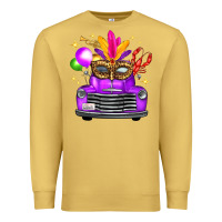 Antique Gold Mardi Gras Truck Leopard Mask Premium Sweatshirt - FaDigitalArtStudio
