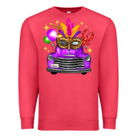 Cardinal Mardi Gras Truck Leopard Mask Premium Sweatshirt - FaDigitalArtStudio