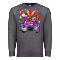 Charcoal Heather Mardi Gras Truck Leopard Mask Premium Sweatshirt - FaDigitalArtStudio