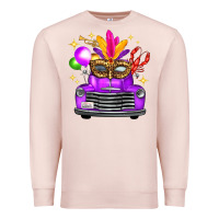 Pale Pink Mardi Gras Truck Leopard Mask Premium Sweatshirt - FaDigitalArtStudio