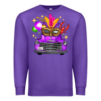 Purple Mardi Gras Truck Leopard Mask Premium Sweatshirt - FaDigitalArtStudio