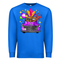 True Royal Mardi Gras Truck Leopard Mask Premium Sweatshirt - FaDigitalArtStudio