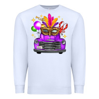 White Mardi Gras Truck Leopard Mask Premium Sweatshirt - FaDigitalArtStudio