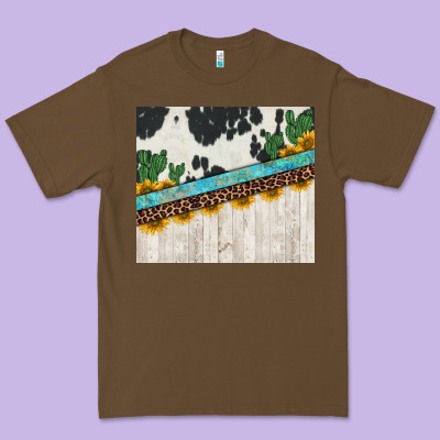 Cowhide Sunflowers Cactus Premium Tee Designed By Jasminsmagicworld