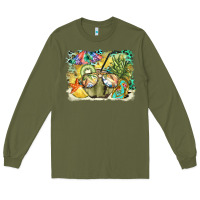 Army Green coconut with fruits  background Long Sleeve Tee - BarkalooDesign
