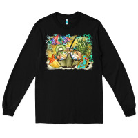 Black coconut with fruits  background Long Sleeve Tee - BarkalooDesign