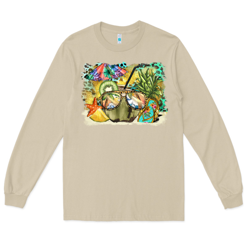 Coconut With Fruits  Background Long Sleeve Tee by BarkalooDesign | Teevron