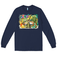 Navy coconut with fruits  background Long Sleeve Tee - BarkalooDesign